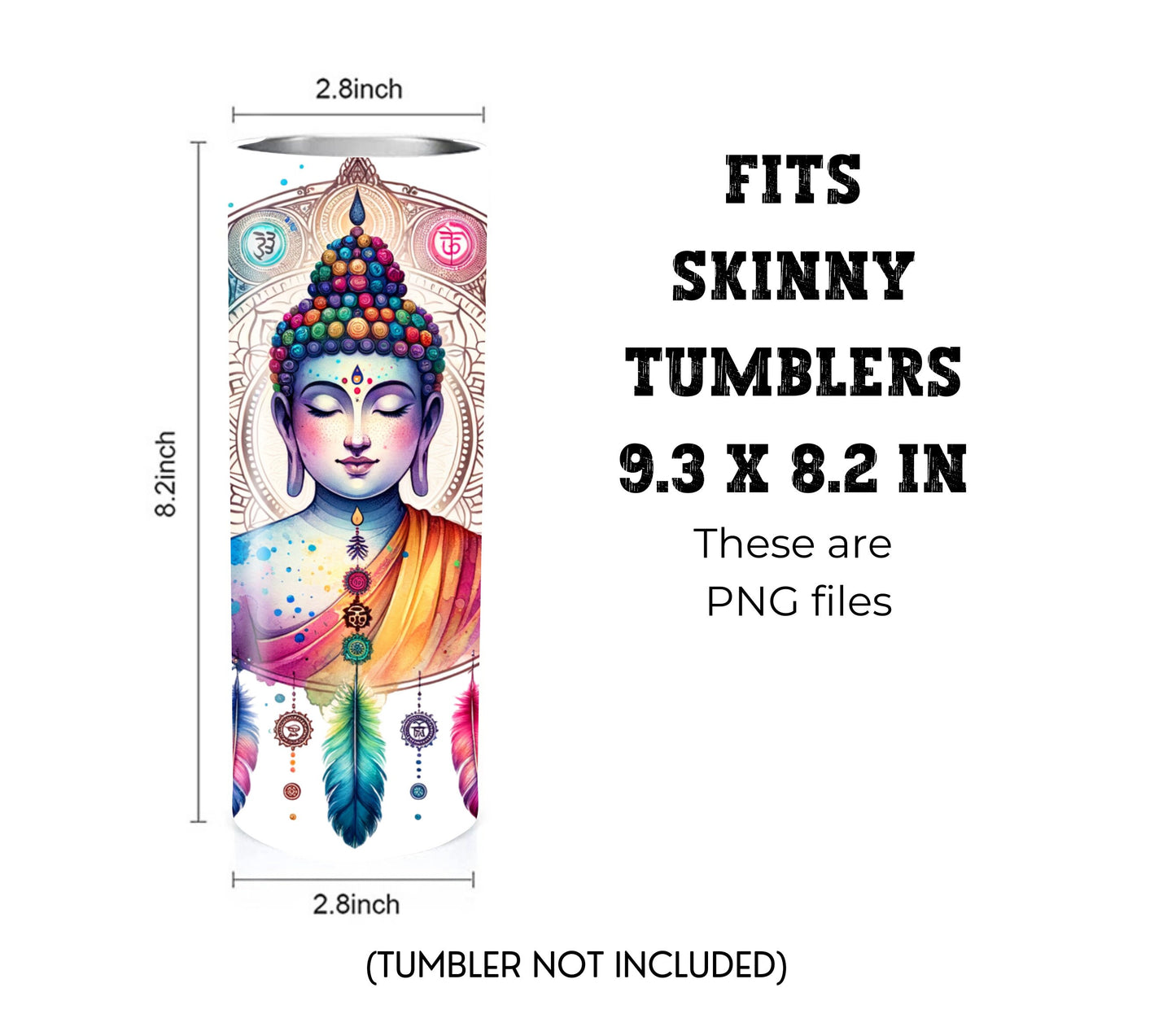 Colorful Buddha 20 oz Skinny Tumbler Sublimation Design - PNG Instant  - DIGITAL DOWNLOAD