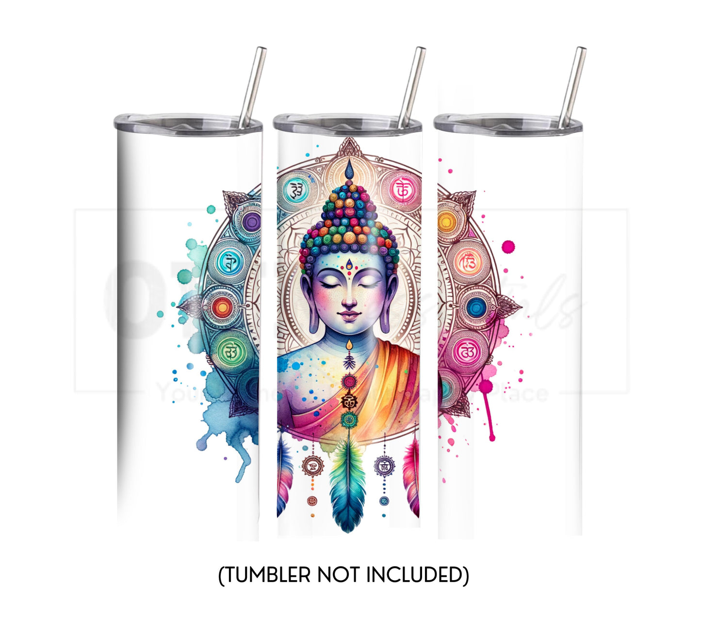 Colorful Buddha 20 oz Skinny Tumbler Sublimation Design - PNG Instant  - DIGITAL DOWNLOAD