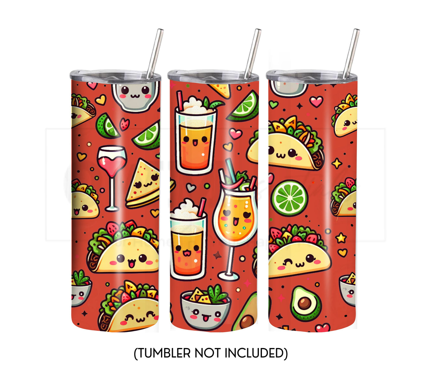 Tacos and Tequila Cinco De Mayo 20 oz Skinny Tumbler Sublimation Design - Seamless - PNG Instant  - DIGITAL DOWNLOAD