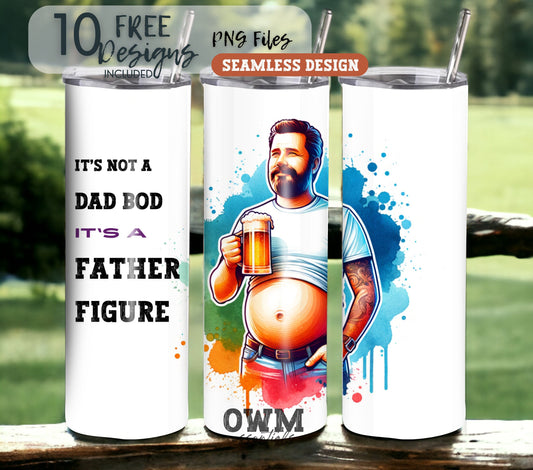 gift for dad, fathers day tumbler, fathers day sublimation tumbler design, seamless tumbler design, father figure, dad bod