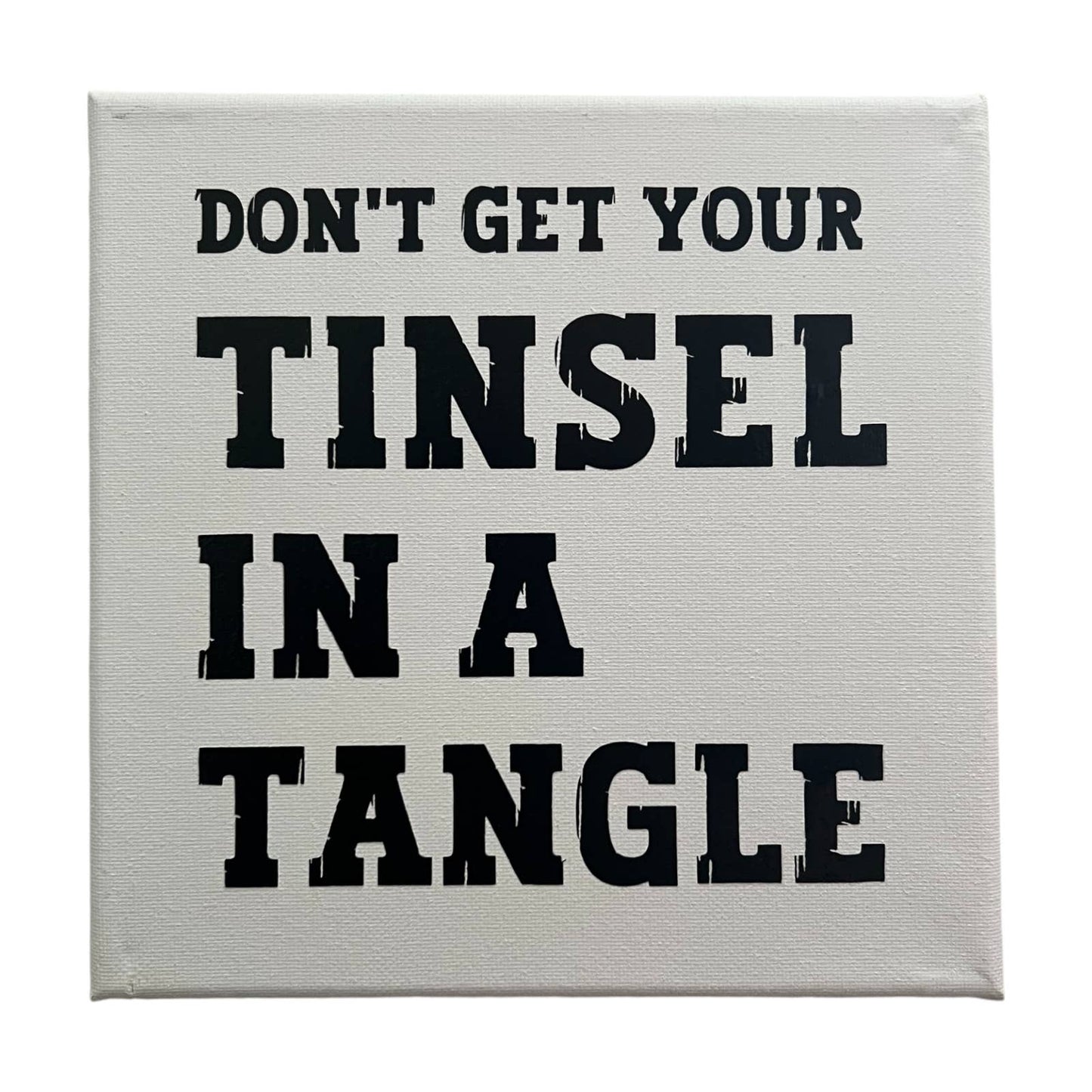 Tinsel in a Tangle: 8"x8" Canvas Wall Art
